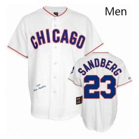 Mens Mitchell and Ness Chicago Cubs 23 Ryne Sandberg Authentic White 1988 Throwback MLB Jersey
